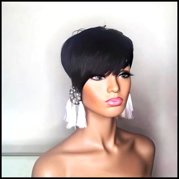 Short Pixie Cut Human Hair Wig Glueless Machine Made Brazilian Virgin Straight main image 4